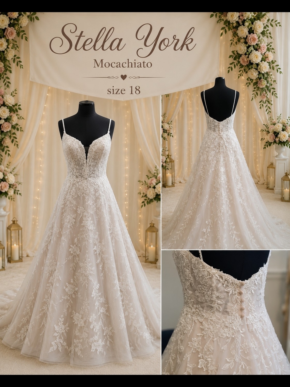 Stella York Lace A-Line Wedding Gown Mocchiato  and Ivory